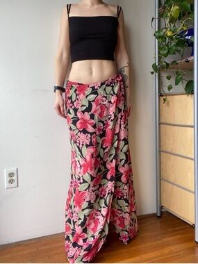 Code One Floral Wrap Maxi Skirt Boho Y2K Sarong Style